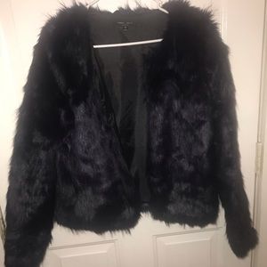 Navy faux fur coat